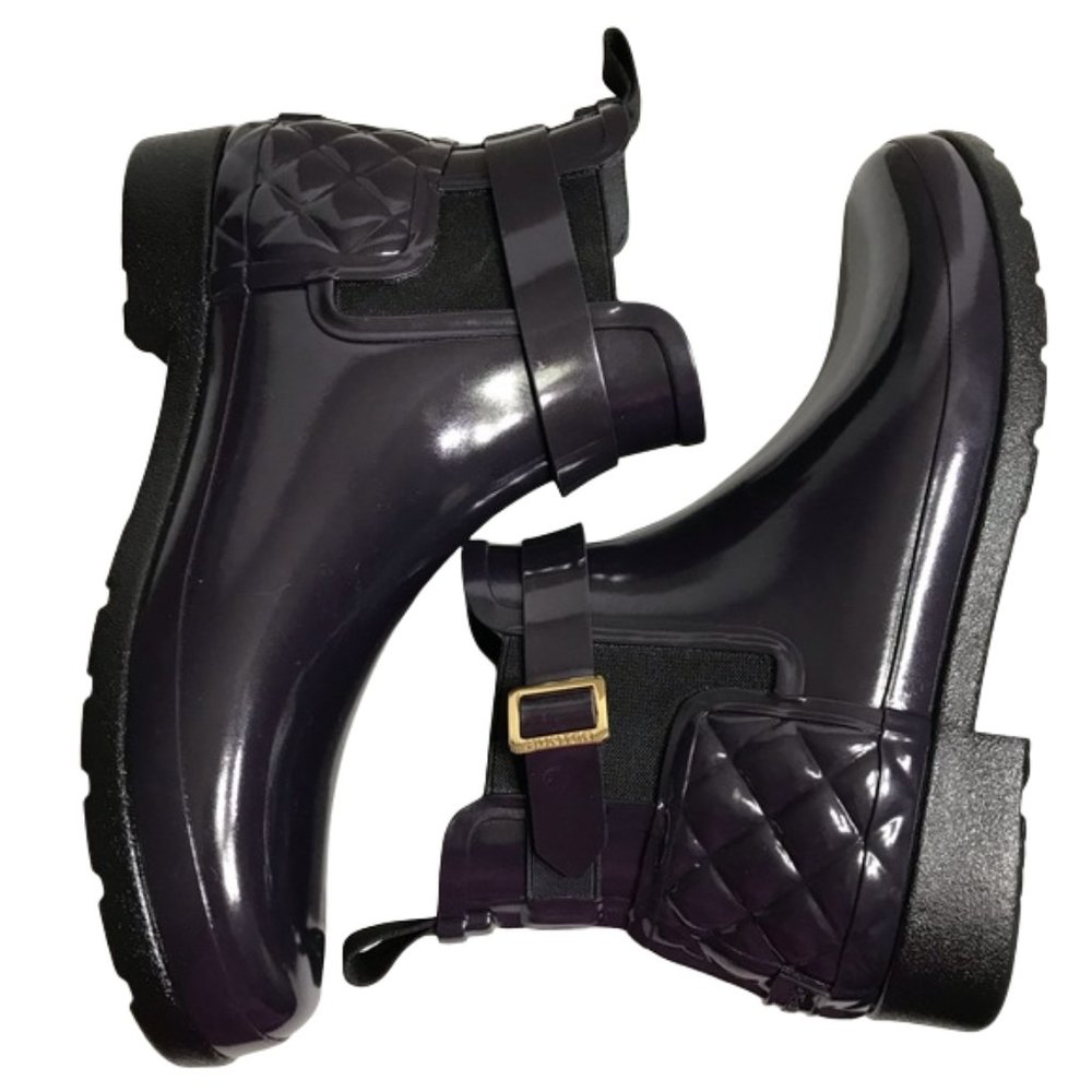Hunter Women’s Purple Quilted Ankle Rain Boots Size 10 Brand New - Picture 3 of 7